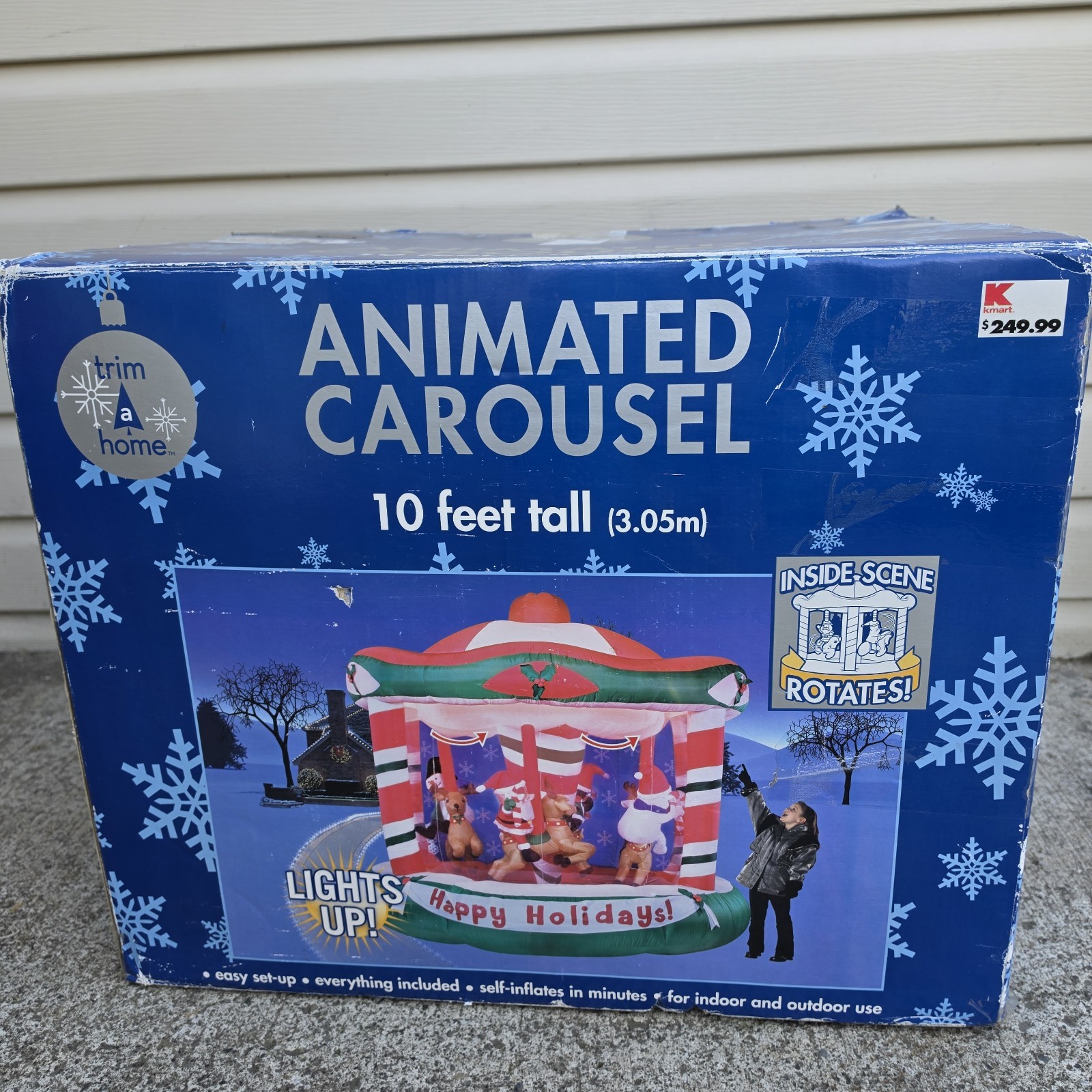 VTG Gemmy Trim A Home Animated Carousel Inflatable 10ft Christmas Rotates   