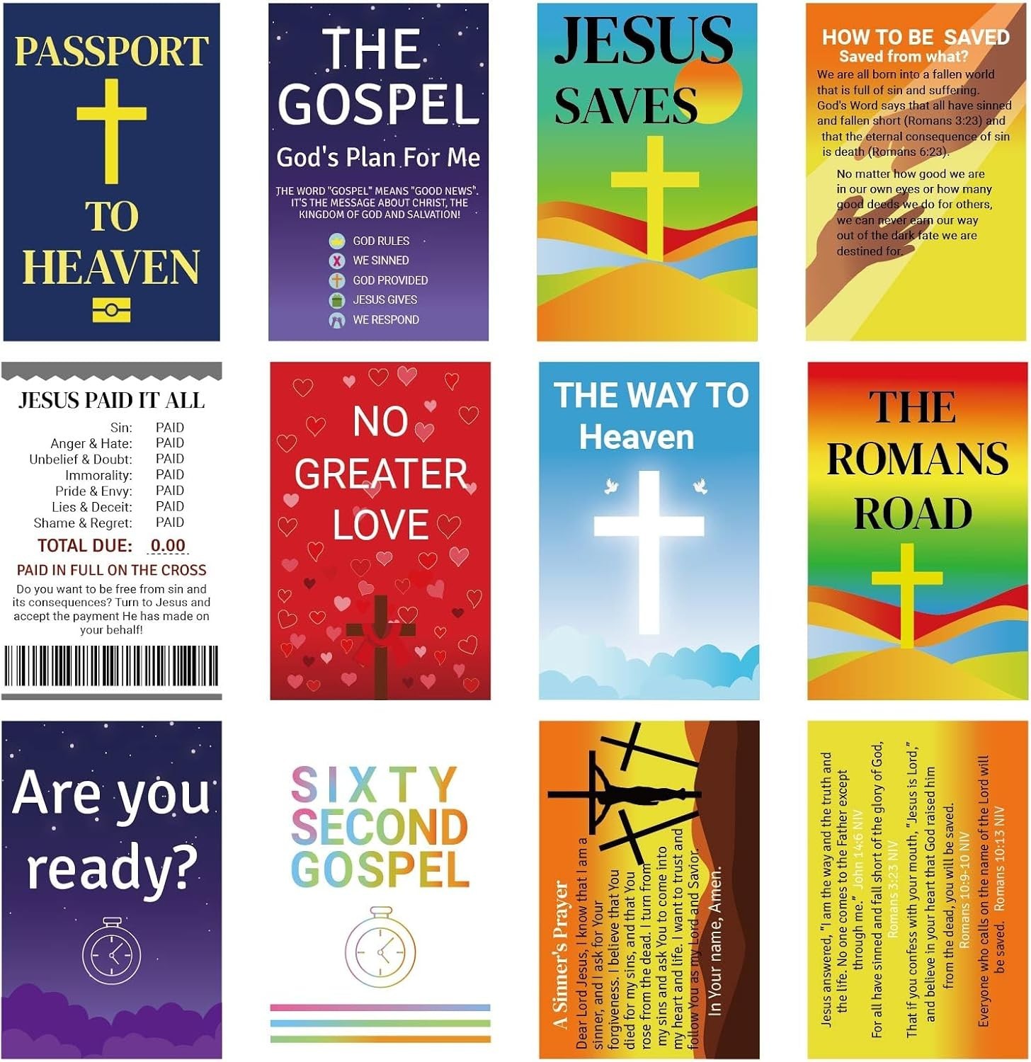 220pcs Gospel Tracts Religious Christian Valentine Cards Roman Road Salvation