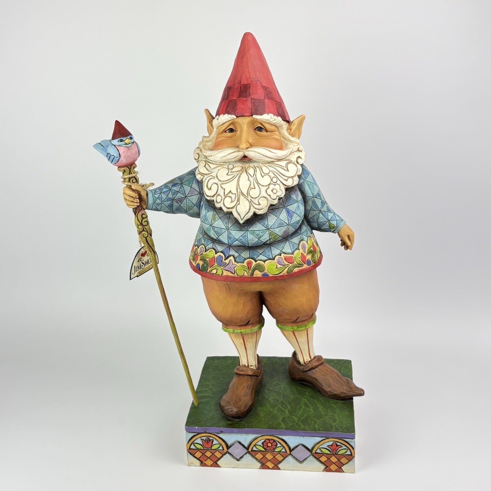 RETIRED Jim Shore XL Garden Gnome & Bluebird Staff 19\
