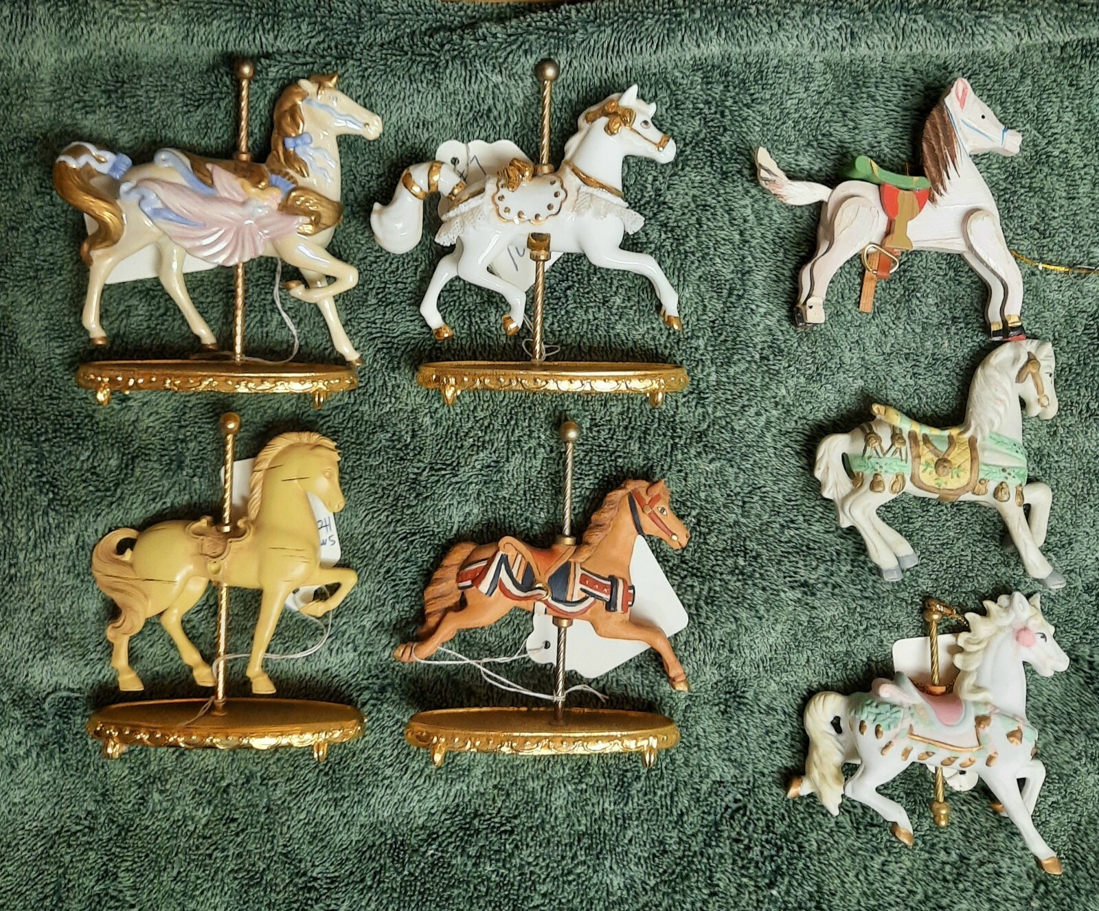 Seven Miniature Carousel Horses