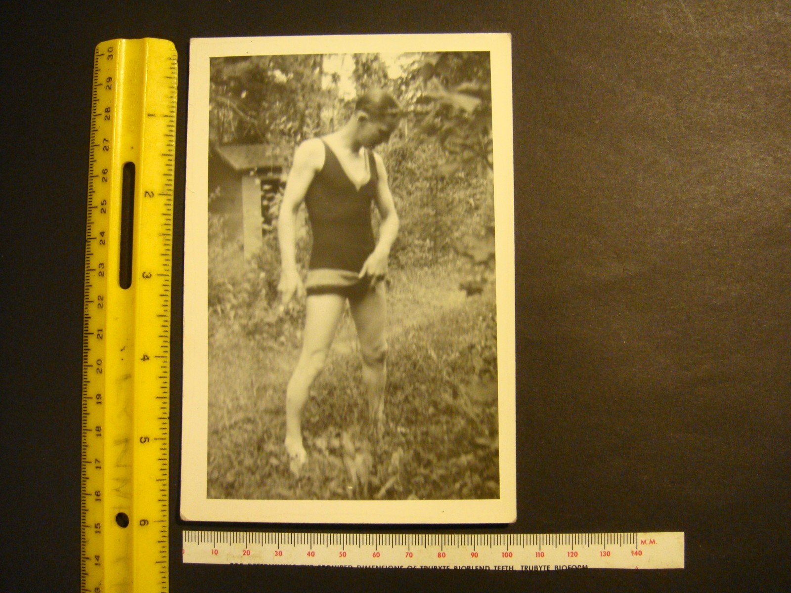 Exposed Pee Vintage 1940's Photograph Risque Man Bathing Suit Beefcake Gay 4