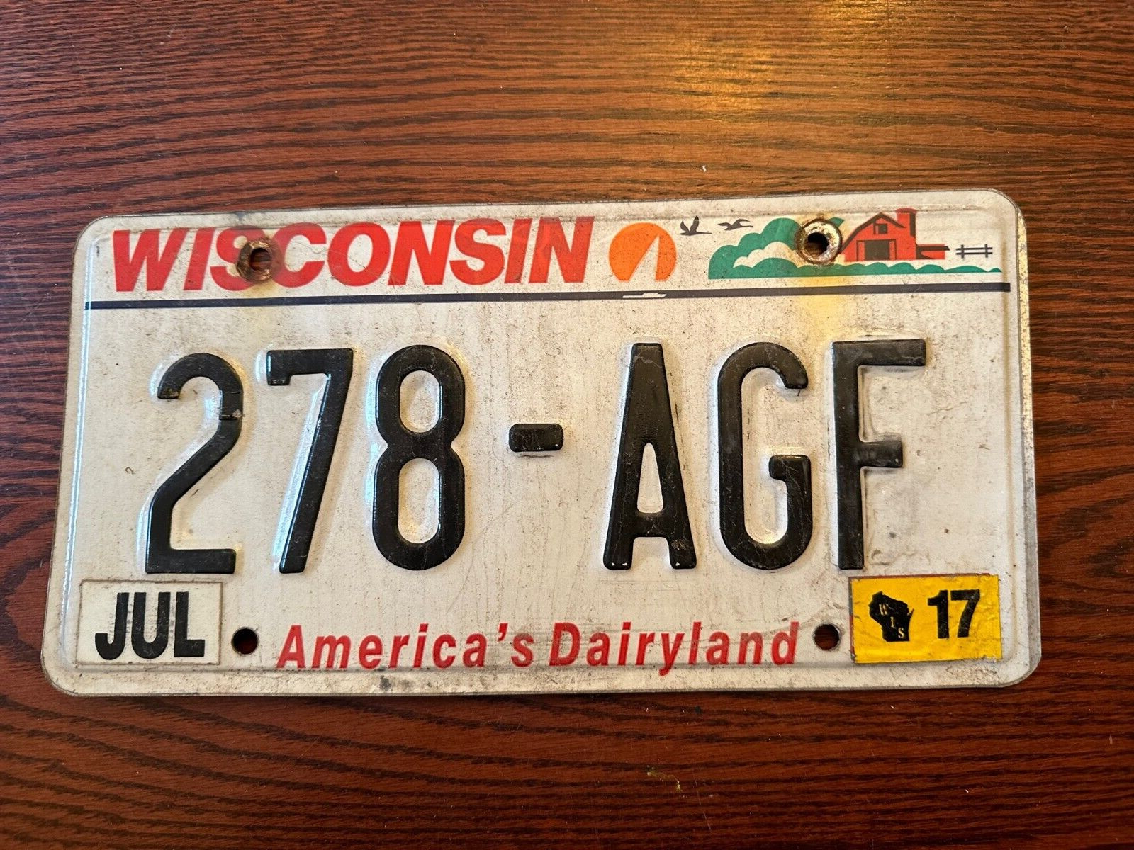 Set of Two 2017 Wisconsin License Plates 278 AGF America\'s Dairyland WI USA July