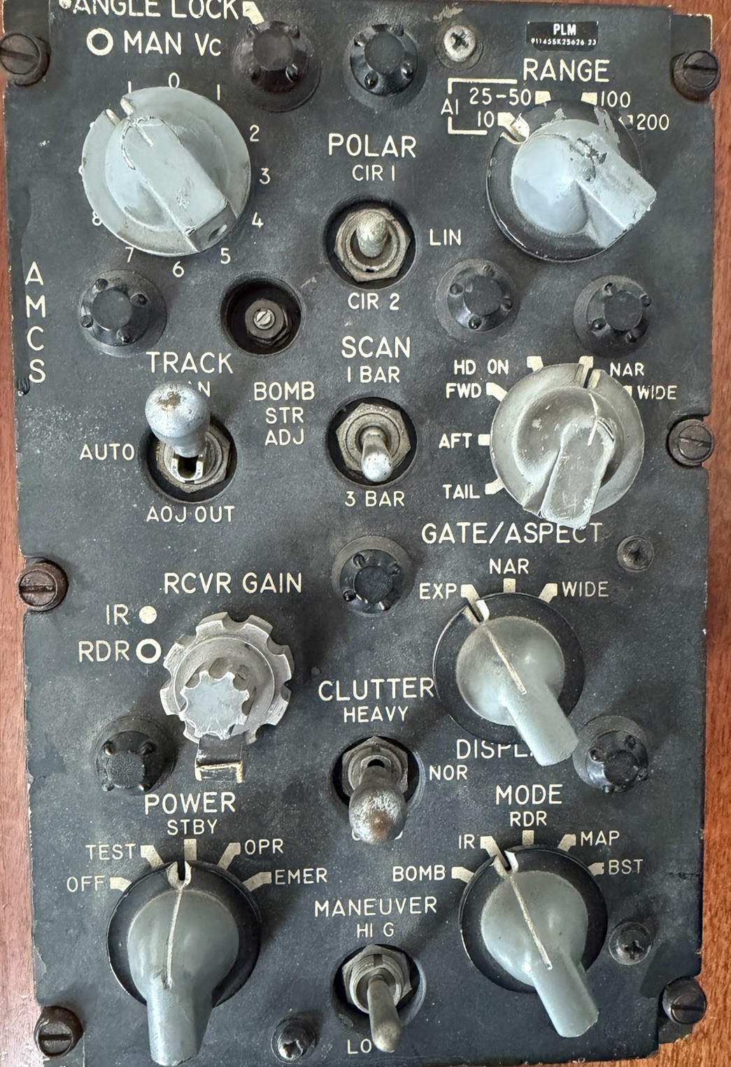 Vintage F-4 Phantom Radar Control Panel C-8996A/APQ-72A PN 86032-1