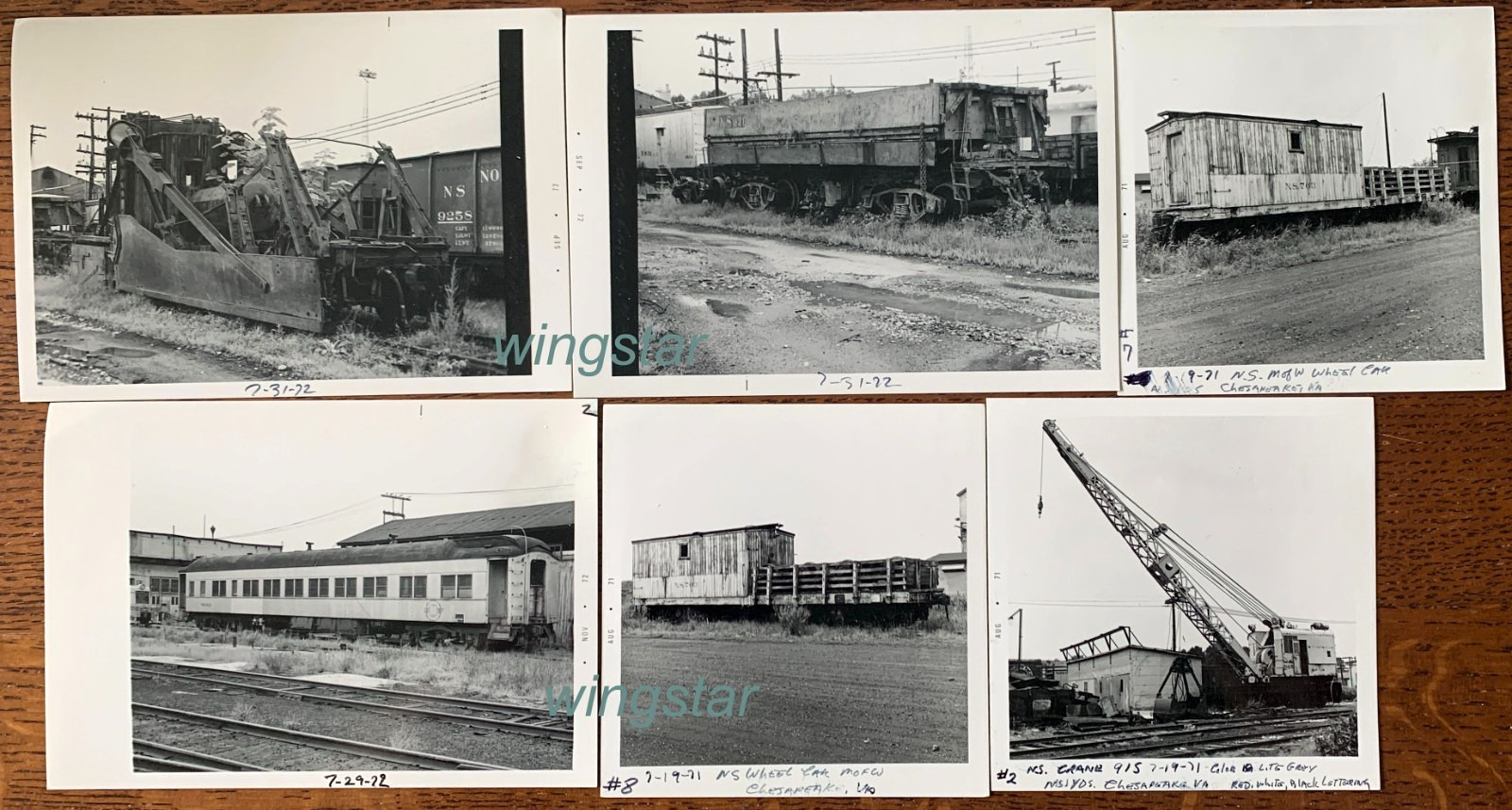 Lot 1971 -2 Norfolk Southern Caboose Crane Passenger 6 Old Vintage Photographs