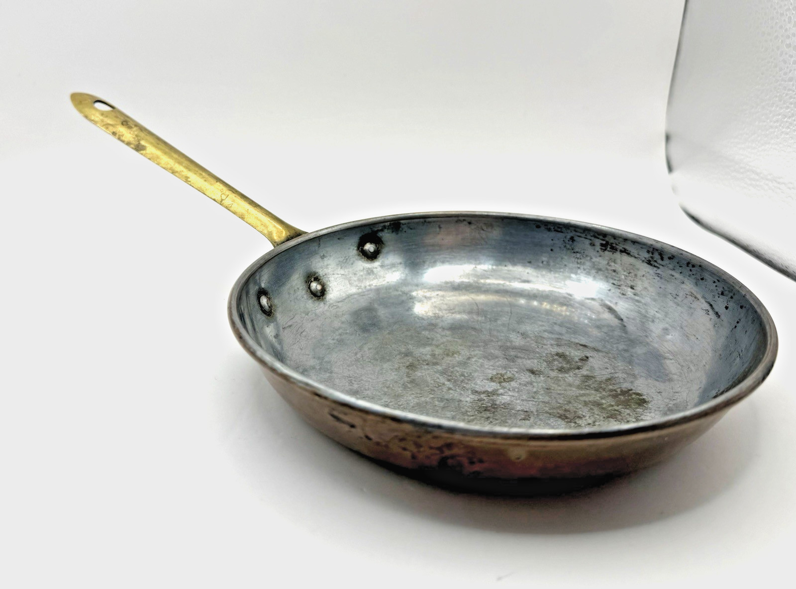 Vintage Copral Copper 6.5” Round Skillet Frying Pan Brass Handle Portugal