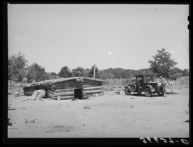 Pie Town New Mexico Caudill Dugout Home Mrs Caudill Pickup Truck 1940