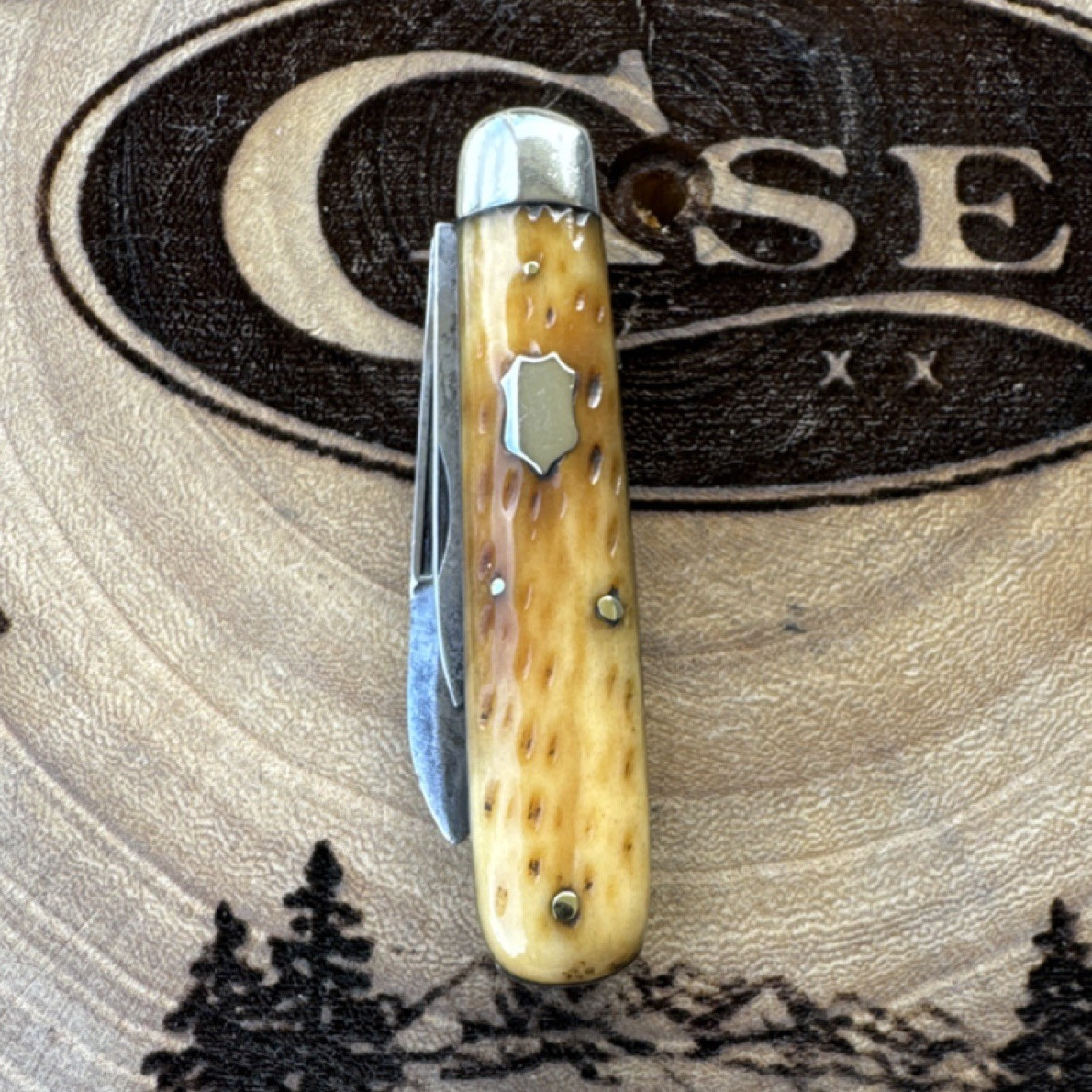 Vintage Cattaraugus Cutlery Co Pocket Knife Jigged Bone Little Valley NY Antique