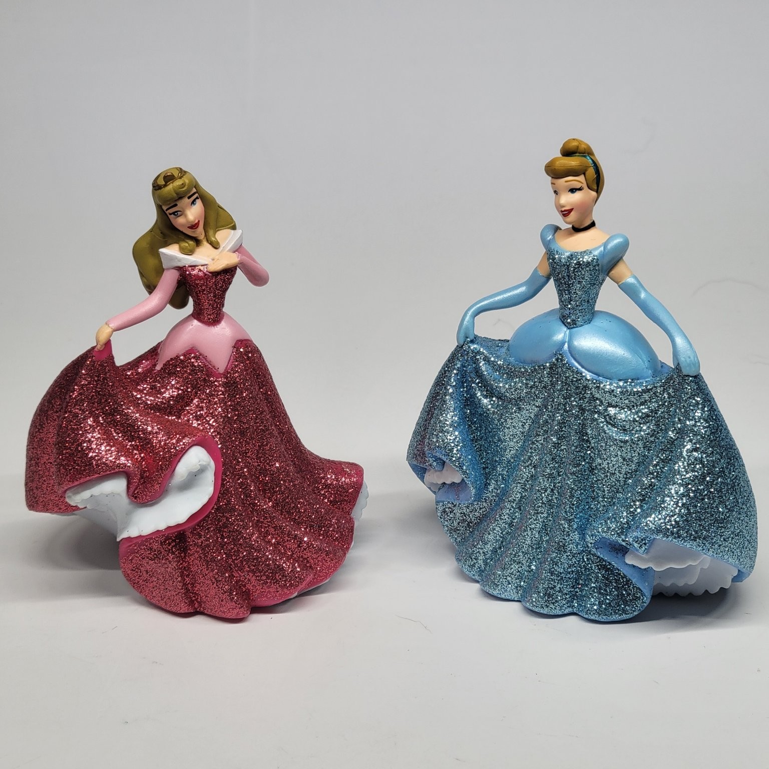 Disney Princess Cinderella Glitter Dress Figurine Cake Toppers - Set of 2