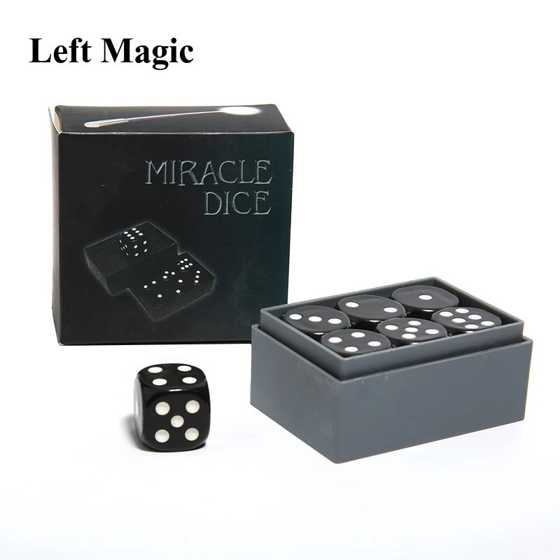 Magic Dice Trick 7 Black Dice with Box Amazing Number Change Prediction Effect