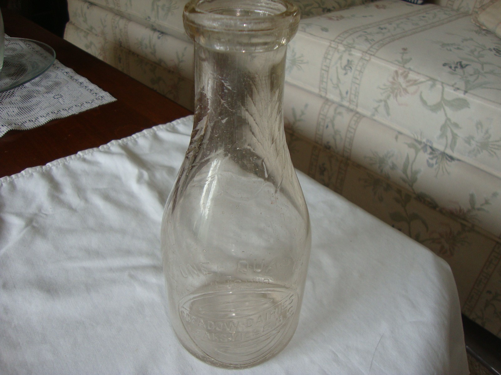 Vintage Meadow Dairies Quart Milk Bottle Leaksville NC
