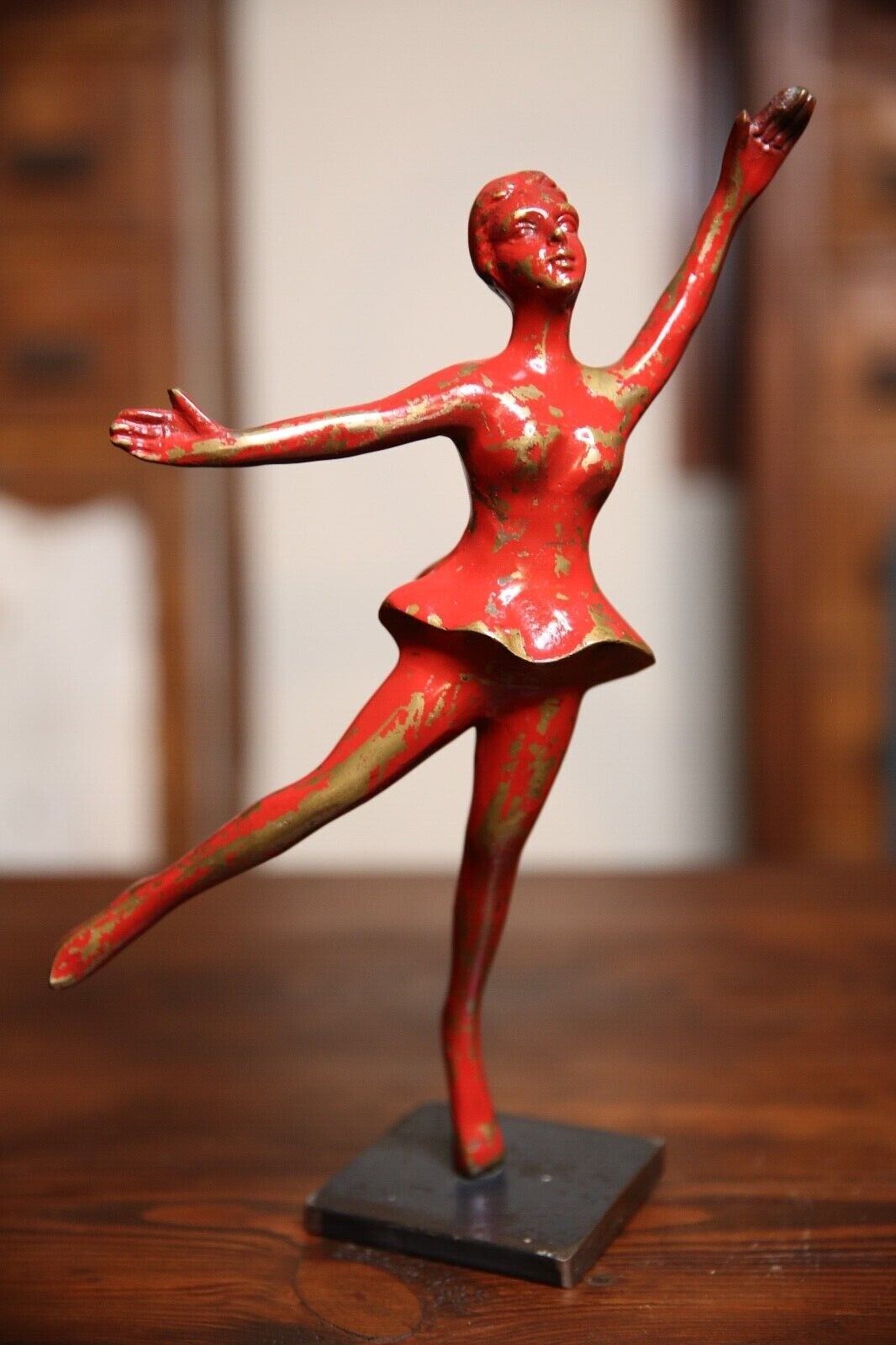 Art Deco Figural Statue Brass Bronze lady dancer  sculpture ballerina vintage