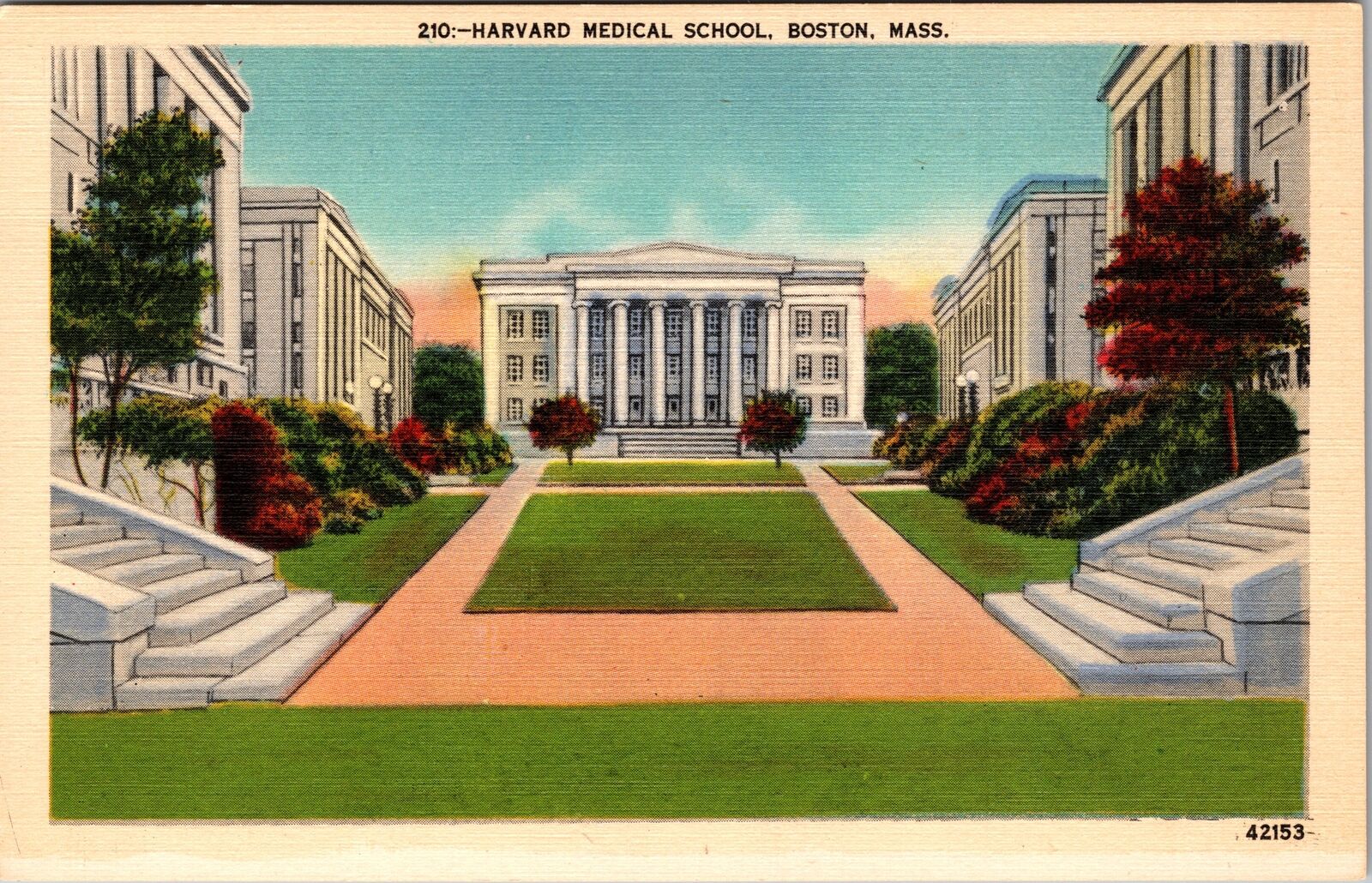 Boston MA-Massachusetts, Harvard Medical School, Vintage Postcard