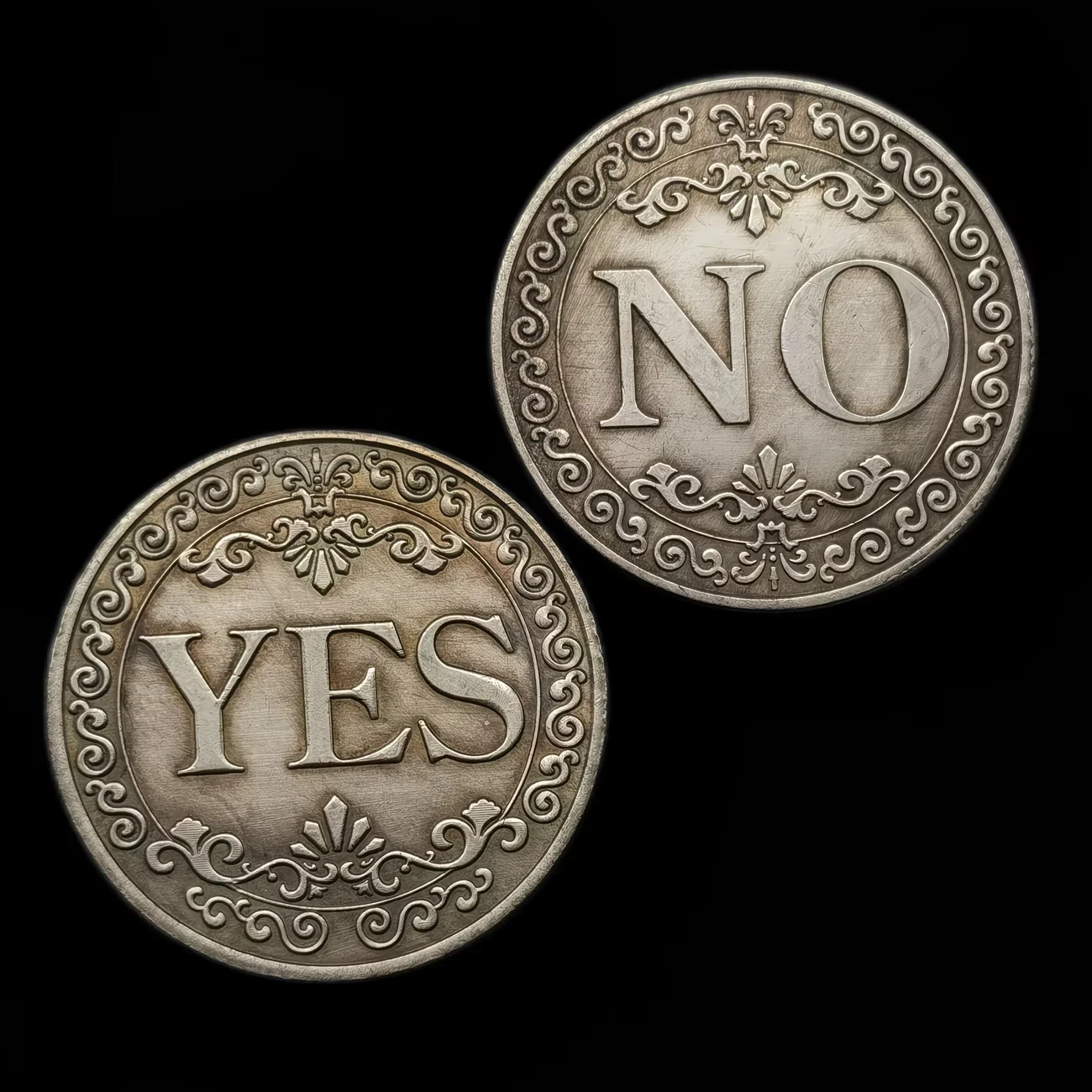 Double-Sided YES/NO Decision-Making Lucky Coin | Antique Brass | Quarter Size Double-Sided YES/NO Decision-Making Lucky Coin | Antique Brass | Quarter Size