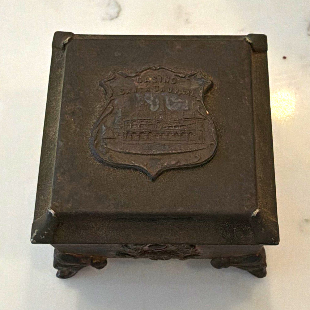 Antique 1904 Santa Cruz Casino Silver Quadruple Plate Trinket Box ￼