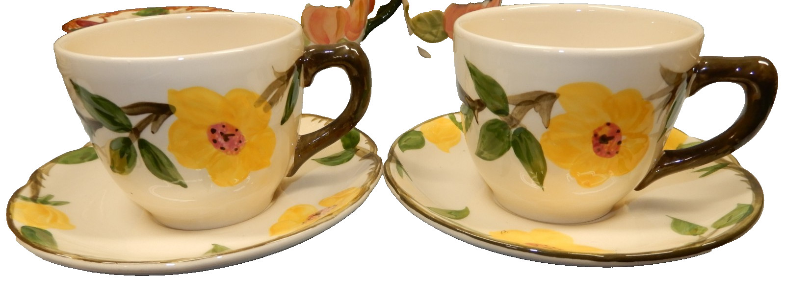 Vintage Franciscan Meadow Rose Cups & Saucers Set Of 2. HTF