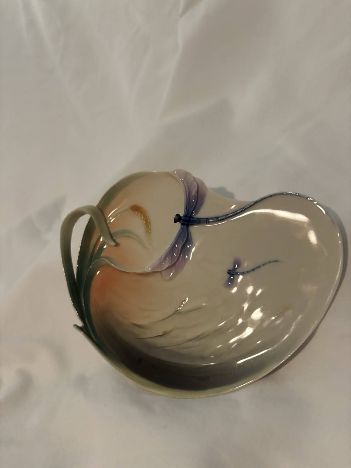 NOS Vintage Franz Porcelain Dragonfly Dish w/box and pamphlets
