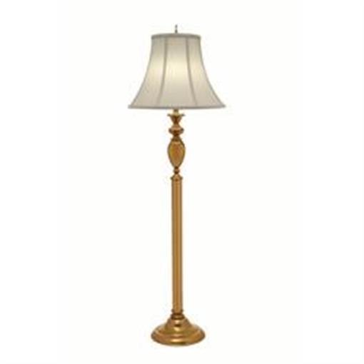 Stiffel 60 in. Umbered Brass Floor Lamp with Pearl Supreme Satin Shade