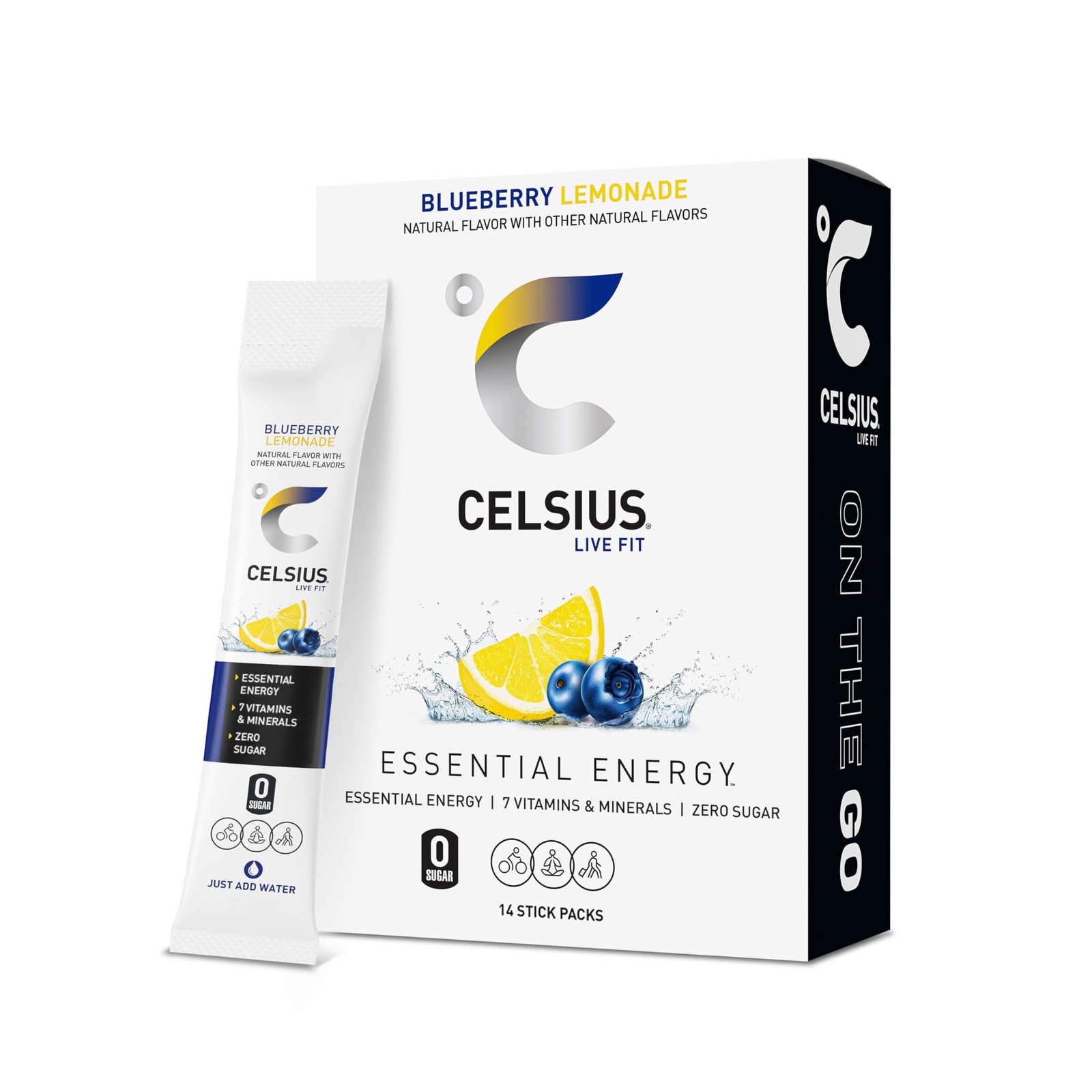 CELSIUS On The Go Blueberry Lemonade, Sugar Free Energy 2.7 Ounce (Pack of 1)