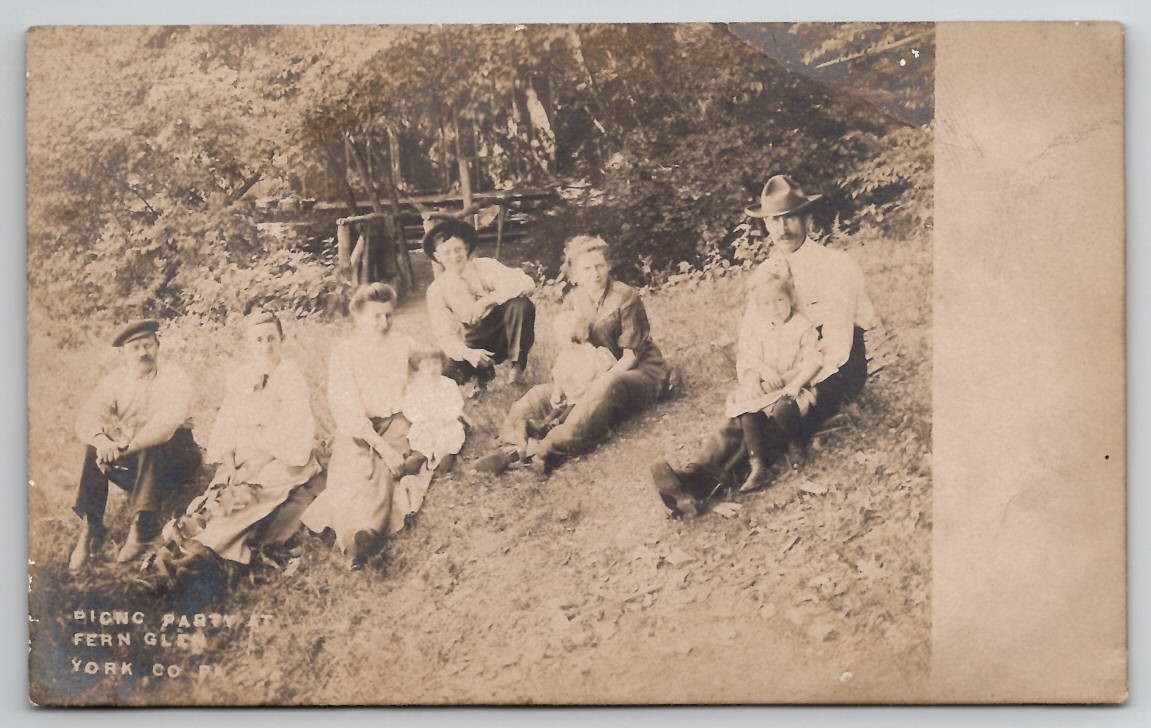 RPPC Picnic Party At Fern Glen York County Pennsylvania Real Photo Postcard I41 RPPC Picnic Party At Fern Glen York County Pennsylvania Real Photo Postcard I41