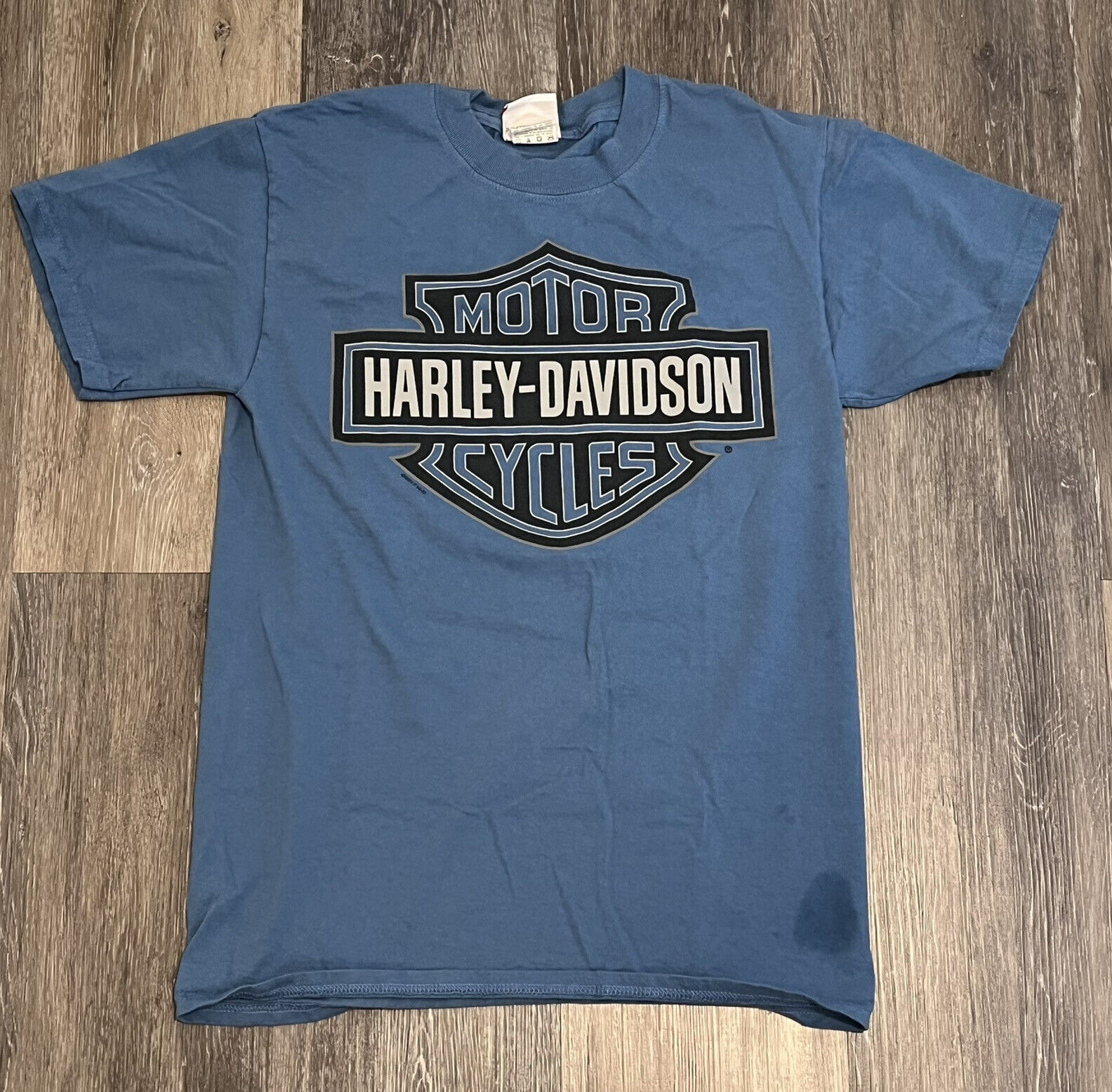 VINTAGE Harley Davidson Small Glasgow Scotland Blue Women\'s T-Shirt Pre-Owned