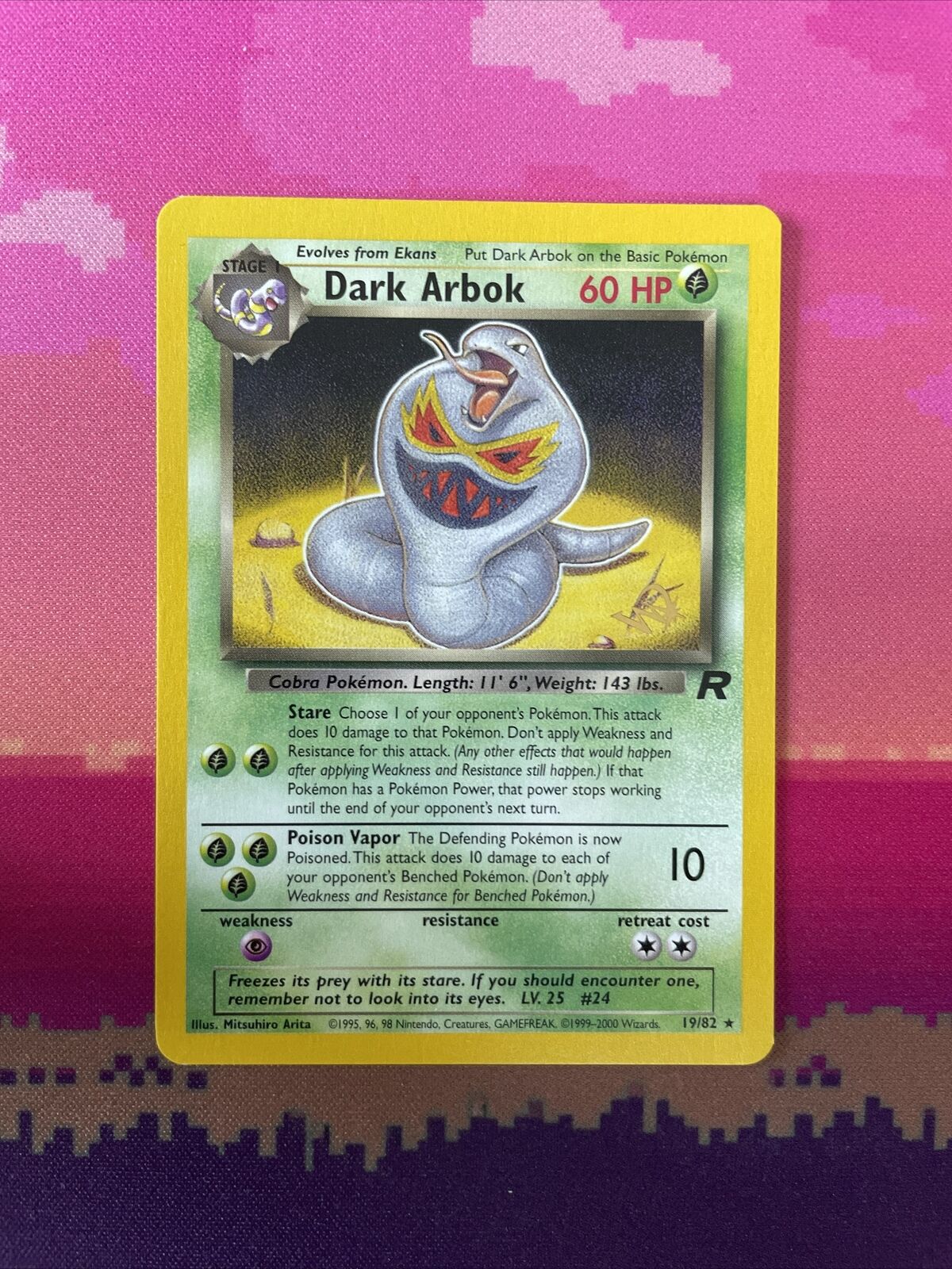 Pokemon Card Dark Arbok 19/82 Team Rocket W STAMP 19/82 Near Mint