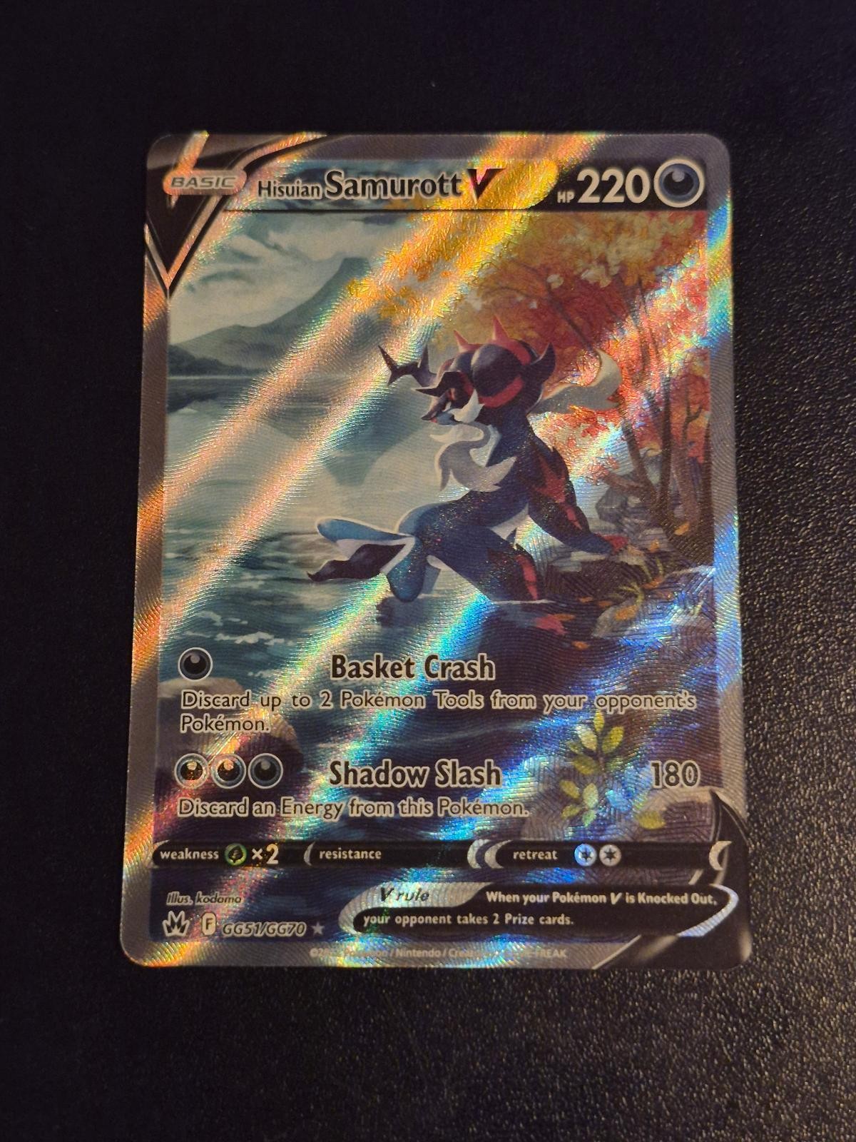 Hisuian Samurott V GG51/GG70 Holo Crown Zenith Galarian Gallery Pokemon NM