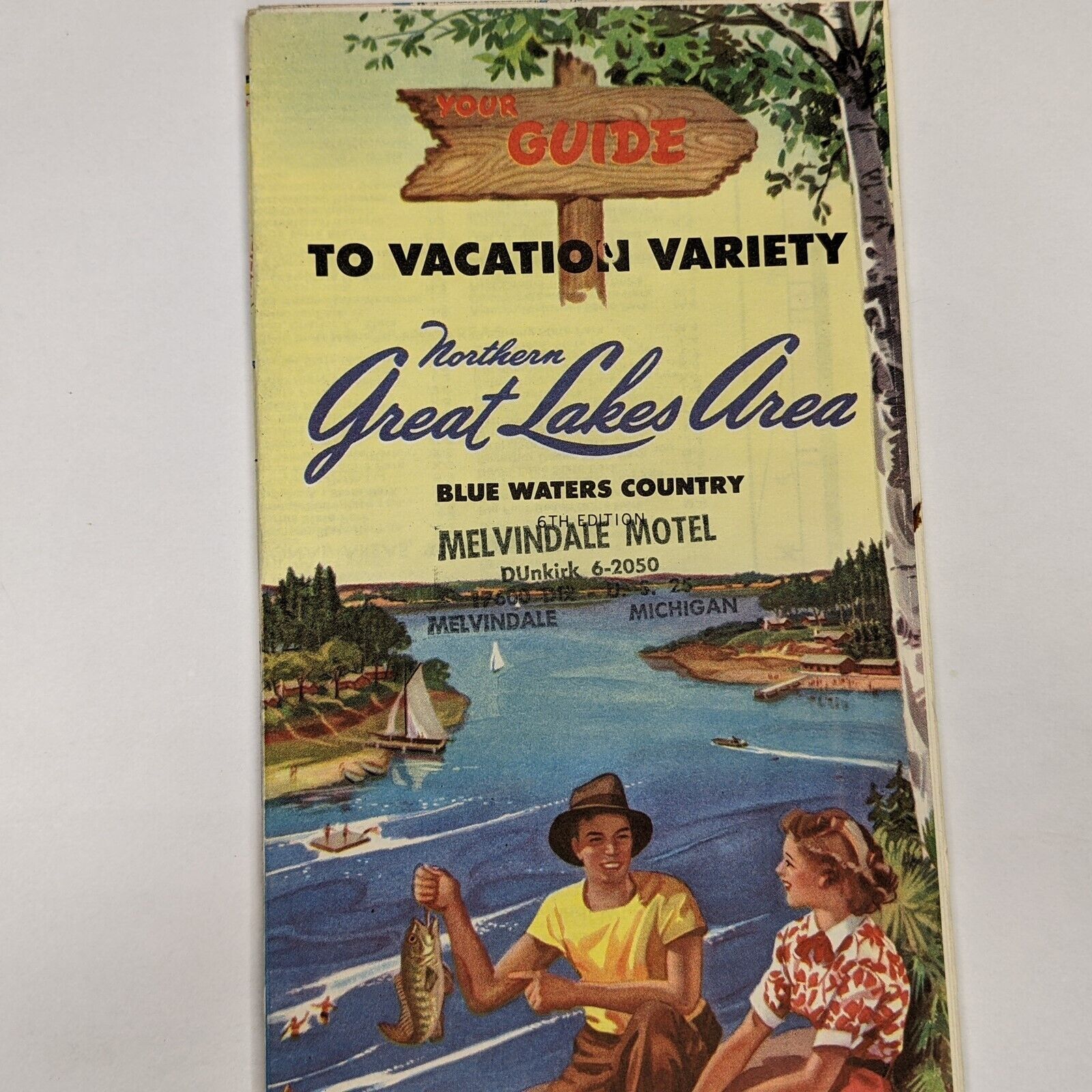 c1950s Melvindale, MI Great Lakes Area Guide Road Map MN WI Railroad Air Bus 8A
