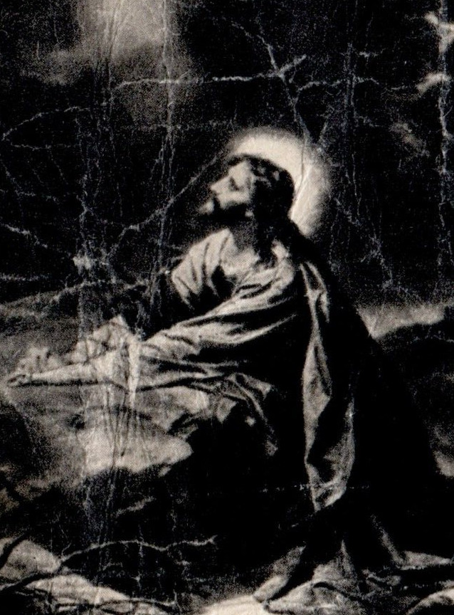 1957, Jesus Thy will be done Bible verse Religious Prayer Card Vintage