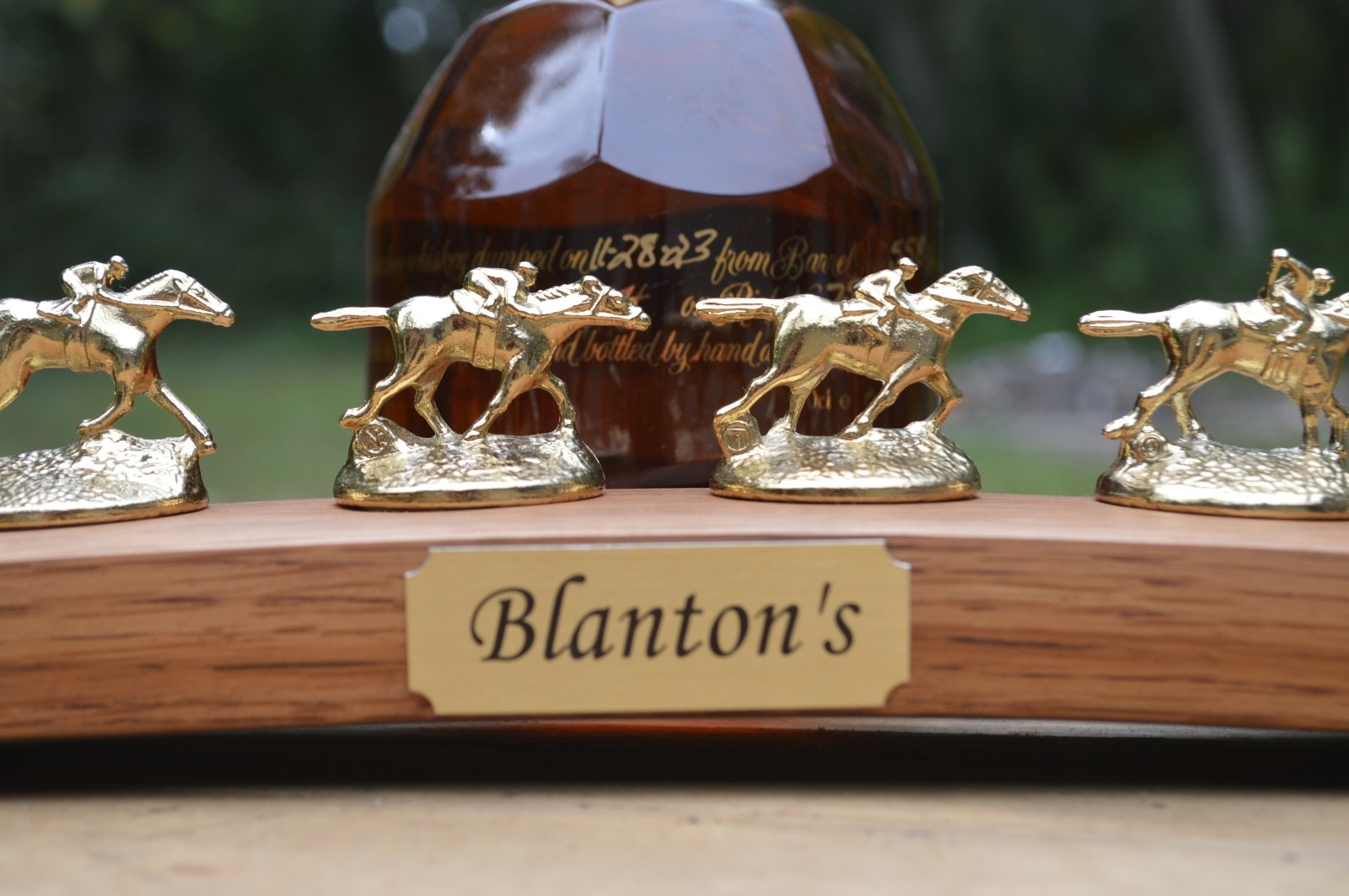 Blanton\'s Bourbon Cork Display Center Oak Barrel Half Stave, Blantons Name Plate