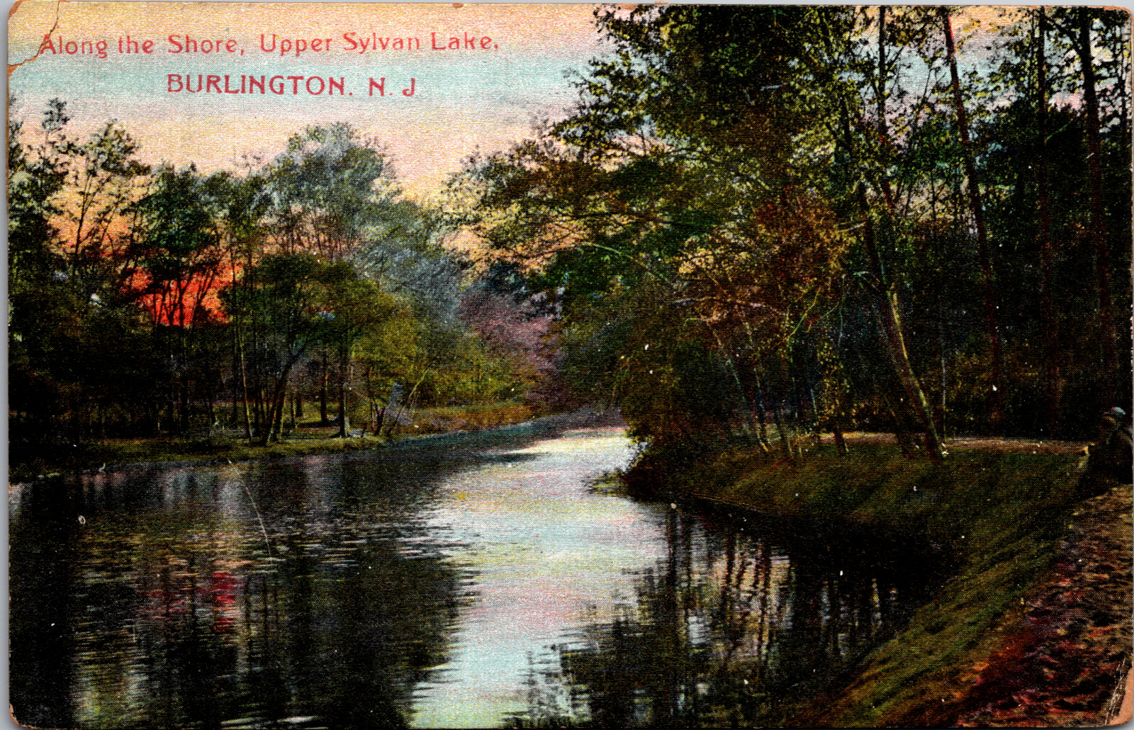 Vintage C. 1910 Shoreline Upper Sylvan Lake Burlington New Jersey NJ Postcard