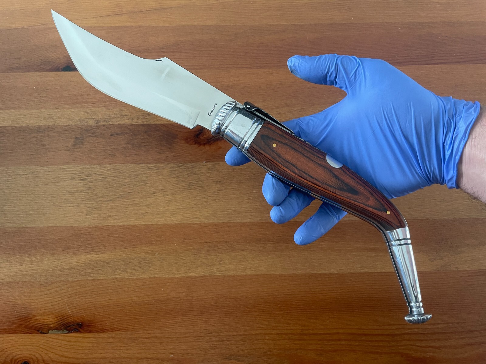 6.5” Spanish Navaja Jerezana Folding Knife Red Stamina Wood Scales With Ratchet 6.5” Spanish Navaja Jerezana Folding Knife Red Stamina Wood Scales With Ratchet