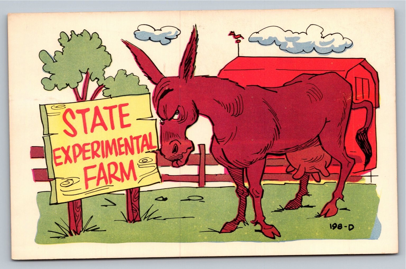 Vintage Laff Gram Postcard State Experimental Farm Cartoon Donkey Udder Vintage Laff Gram Postcard State Experimental Farm Cartoon Donkey Udder