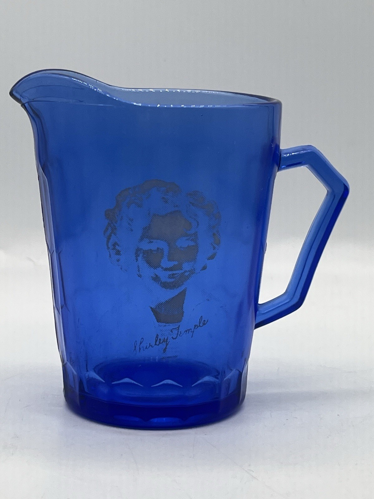 Vintage Shirley Temple Cobalt Blue Glass Pitcher