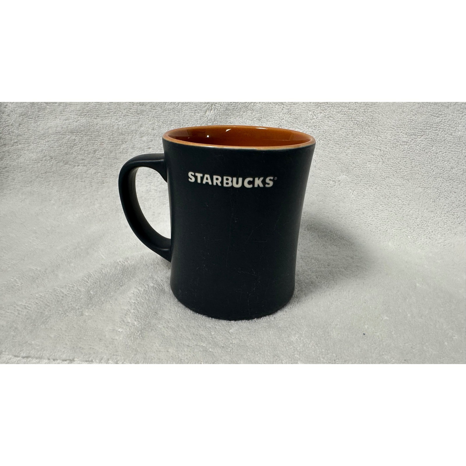 Starbucks 2012 Matte Black Orange Geometric Tribal New Bone China Coffee Mug