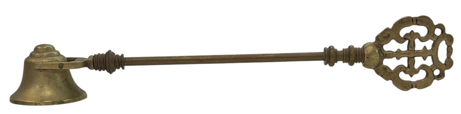 Vtg Solid Brass Key Motif Candle Snuffer In Mint Condition
