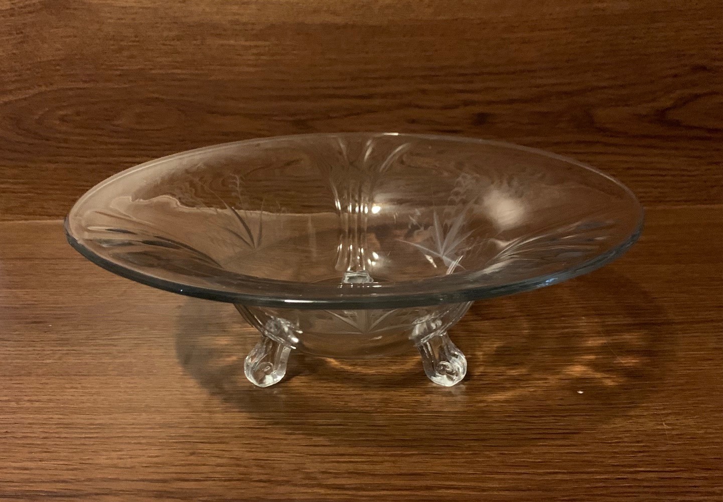 Vintage Three-Footed Etched Glass Console Style Bowl - 11\