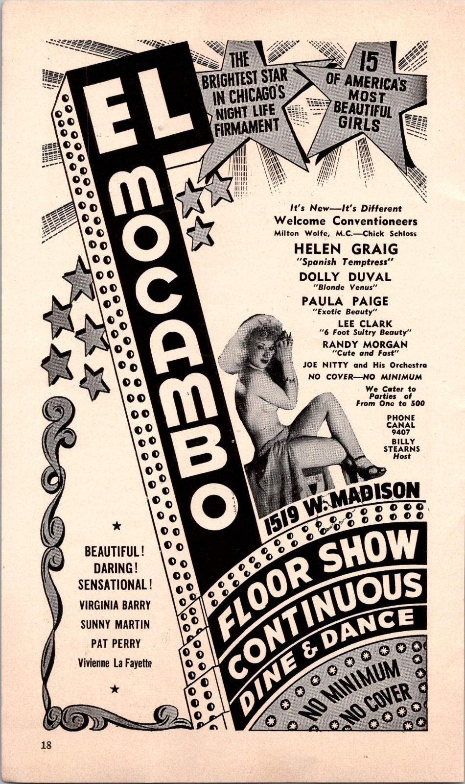 El Mocambo Floor Show Continuous Dine & Dance 1947 Chicago Ad TAK2-3 El Mocambo Floor Show Continuous Dine & Dance 1947 Chicago Ad TAK2-3