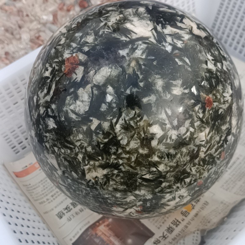22LB Top Natural Mica Garnet Coexist Sphere Large Quartz Crystal Ball Gems 180mm