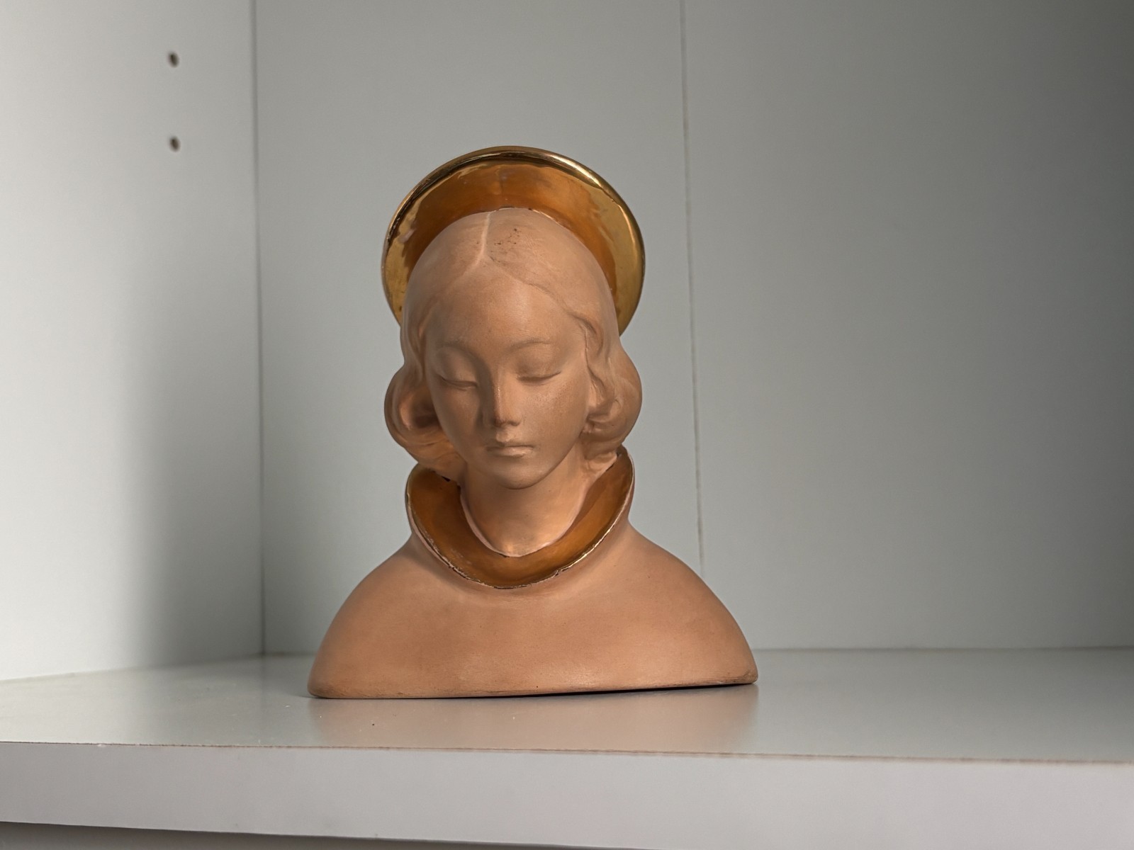 RARE Signed Carbet Italy Art Deco Terracotta Madonna Bust (Mold No. 612)