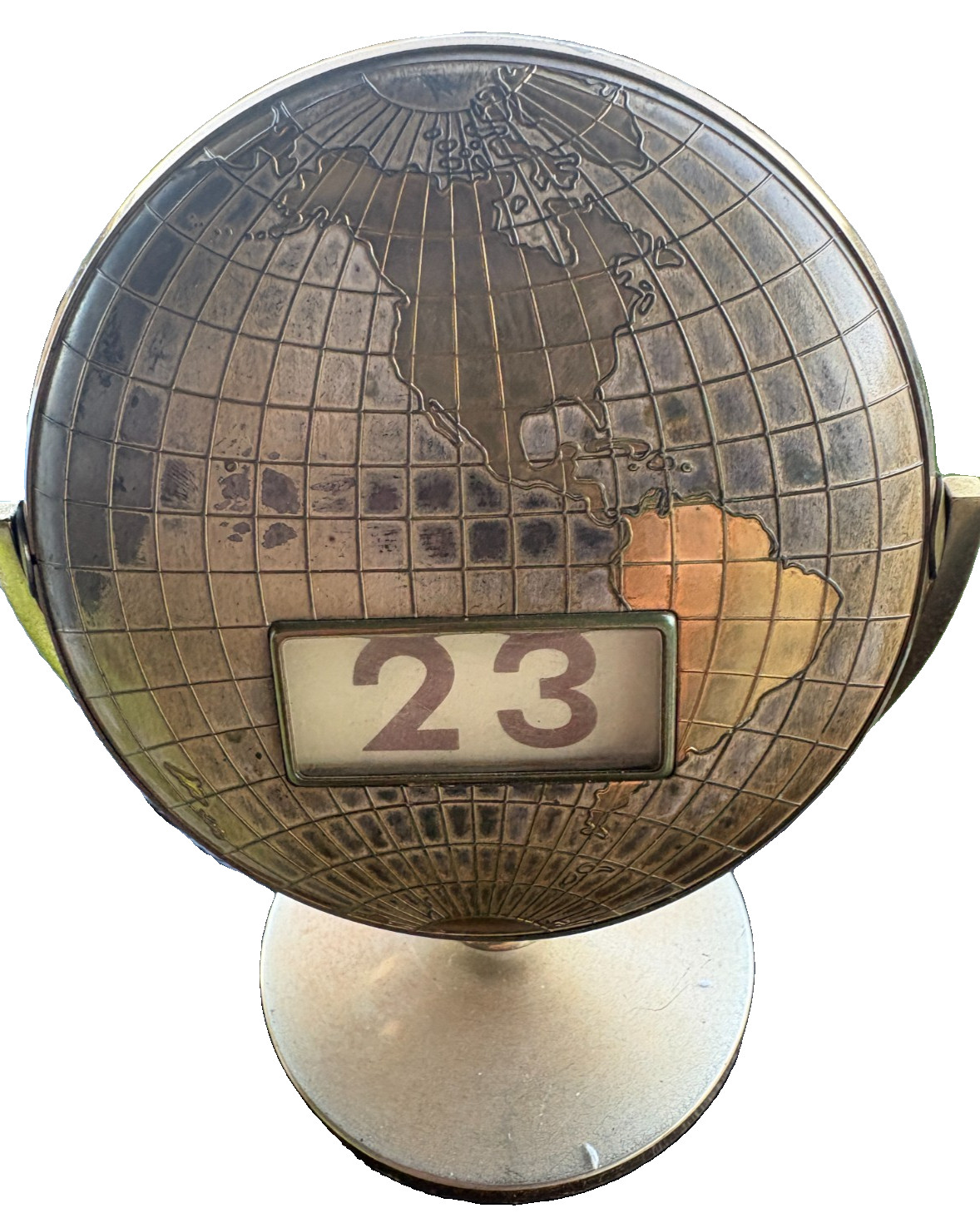 Vintage Mid Century Rotating World Globe Perpetual Desk Calendar