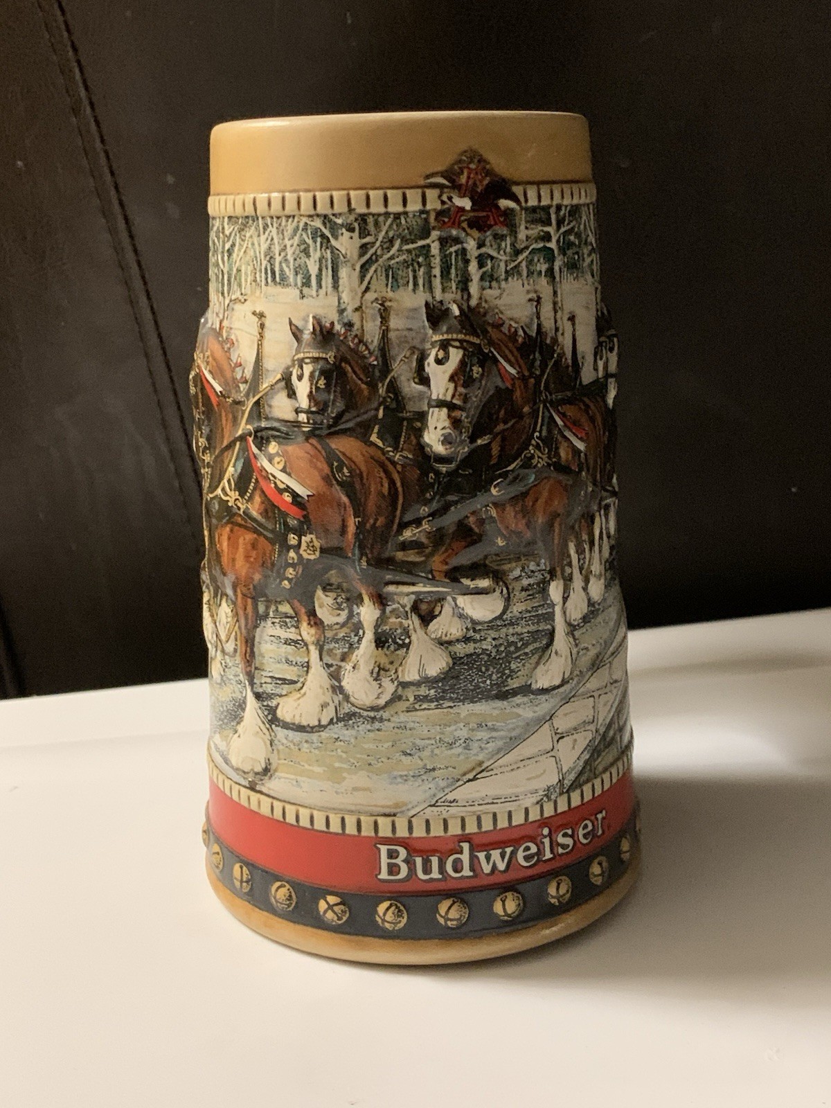 1988 Budweiser Holiday Beer Stein Mug Clydesdale Collector Series Christmas Xmas 1988 Budweiser Holiday Beer Stein Mug Clydesdale Collector Series Christmas Xmas