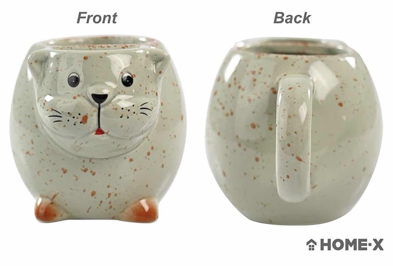 HOME-X CAT TEA CUP, CERAMIC CAT MUG, COFFEE MUG, 16OZ CAPACITY