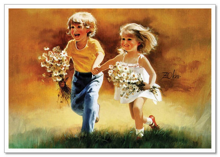 Lovely children-flowers of life Pretty boy girl Funny KIDS NEW modern Postcard Lovely children-flowers of life Pretty boy girl Funny KIDS NEW modern Postcard