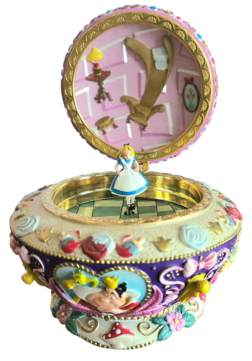 Vintage 2001 Alice in Wonderland Walt Disney Music Company Wind-Up Music Box