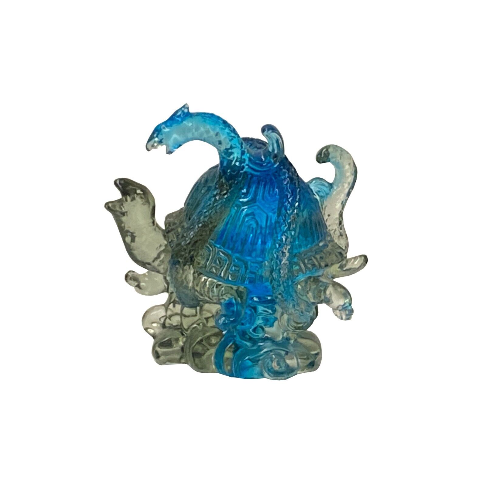 Blue Crystal Glass Pate-de-verre Turtle Snake Celestial Animals Figure ws3801
