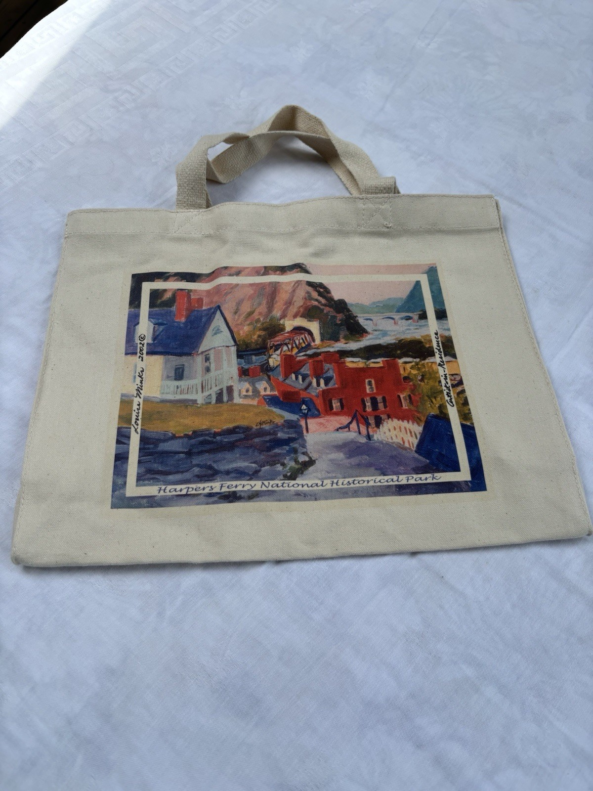 VTG 2002 Harper’s Ferry WV NHP Canvas Tote Bag Louise Minks Artist in Residence VTG 2002 Harper’s Ferry WV NHP Canvas Tote Bag Louise Minks Artist in Residence
