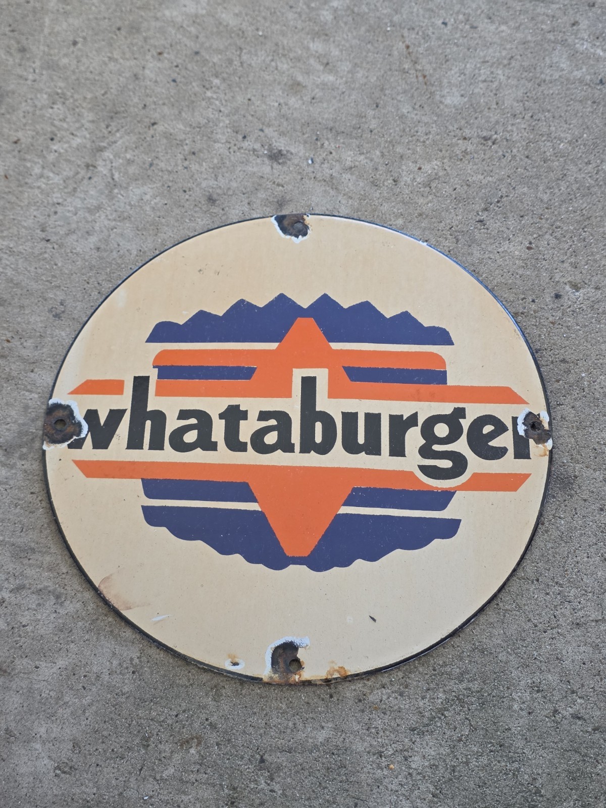 VINTAGE WHATABURGER PORCELAIN SIGN FAST FOOD RESTAURANT CORPUS CHRISTI, TX 12\ VINTAGE WHATABURGER PORCELAIN SIGN FAST FOOD RESTAURANT CORPUS CHRISTI, TX 12\