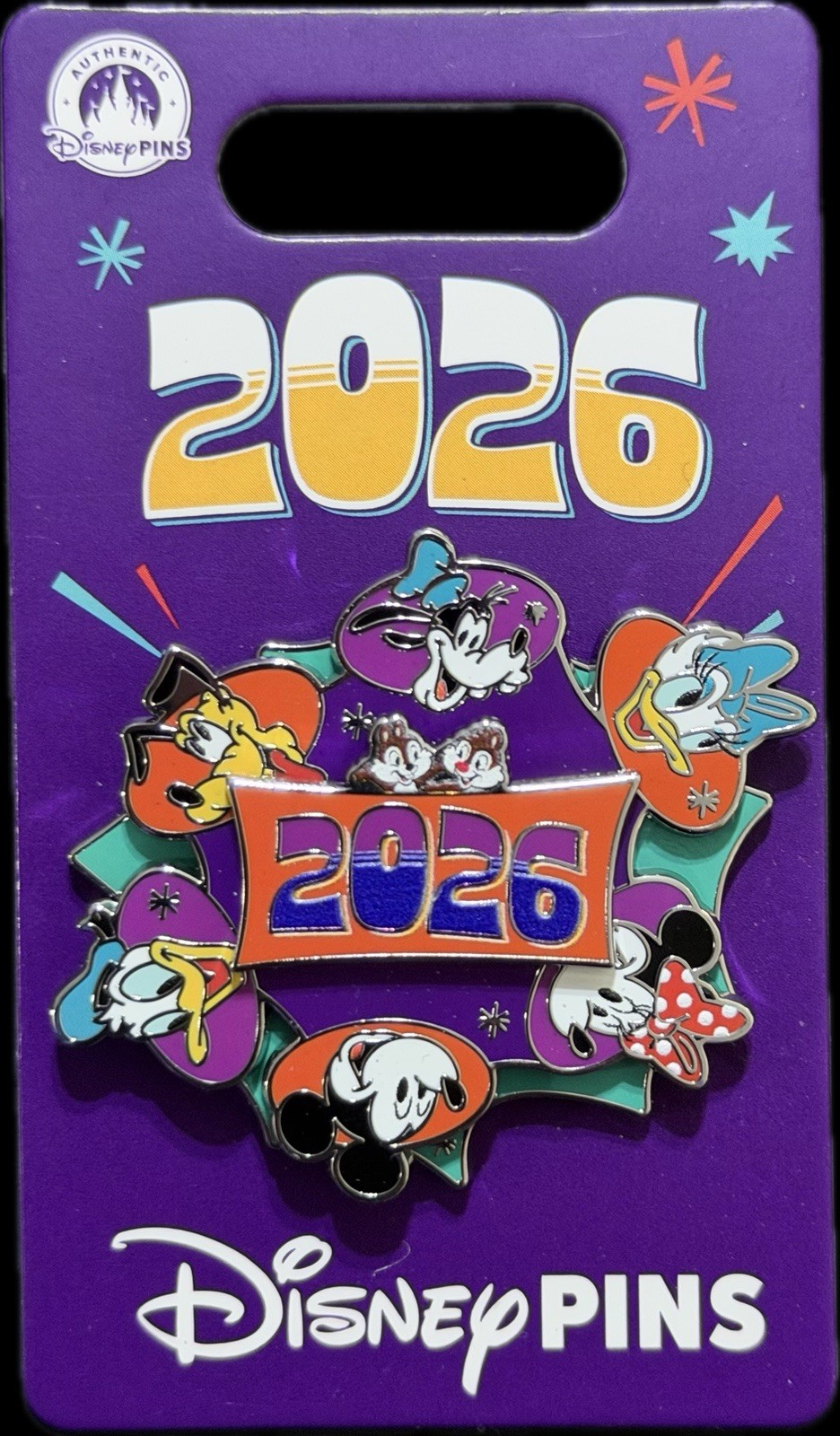 2026 Disney Parks Mickey Minnie Donald Goofy Pluto Daisy Spinner Year Dated Pin