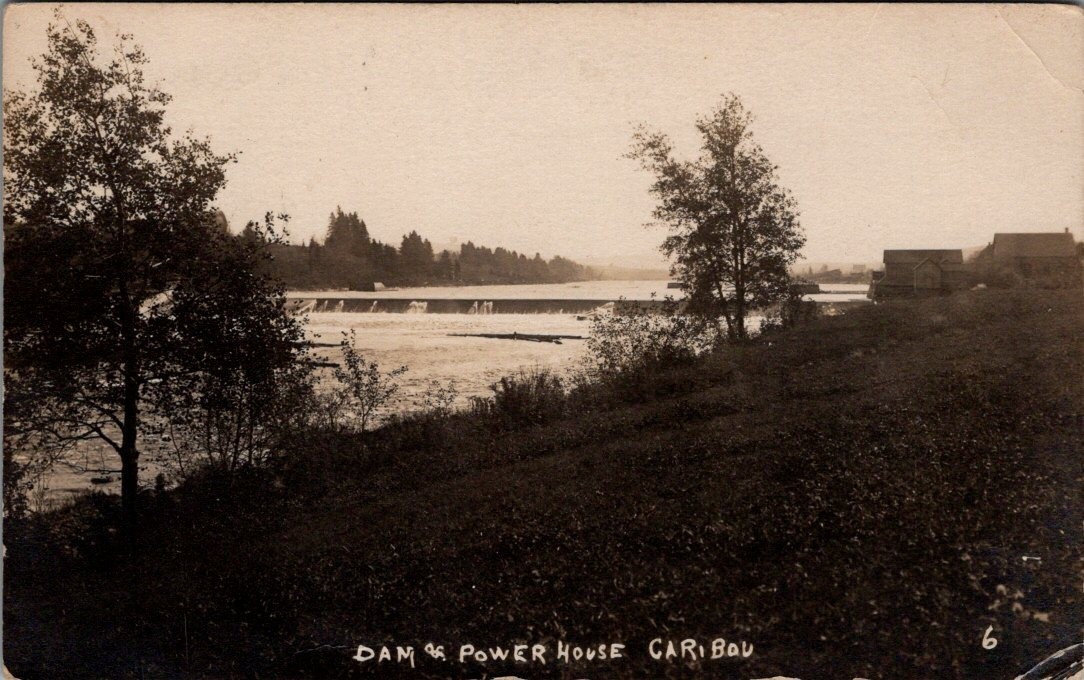 1914, Dam and Power House, CARIBOU, Maine Real Photo Postcard