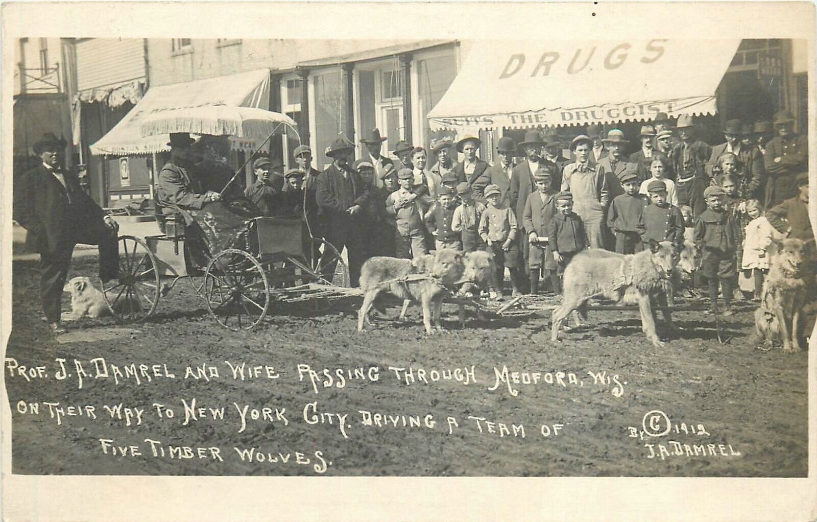 Postcard RPPC C-1910 Wisconsin Medford Timber Wolf team trip New York WI24-1005